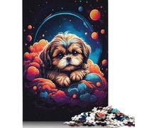 Puzzle in legno da 500 pezzi con cuccioli di Shih Tzu per adulti, regalo di Halloween, puzzle per adulti, 500 pezzi (52x38 cm)
