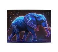 Puzzle in legno da 500 pezzi con elefante viola cielo stellato per adulti puzzle impegnativo per dimensioni di gioco 38,1 x 51,8 cm