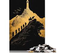 Puzzle in legno da 500 pezzi per adulti, con silhouette di montagna e viaggio verso la torre, puzzle di alta qualità, puzzle di legno per regali, giochi per famiglie, 500 pezzi (52x38 cm)