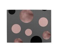 Puzzle in legno da 500 pezzi per adulti, eleganti cerchi neri rosa cipria in finto oro rosa, puzzle per anziani