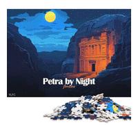 Puzzle in legno da 500 pezzi per adulti Petra di notte, Giordania Puzzle per bambini Giochi per famiglie Regali di Natale 500 pezzi (52x38 cm)