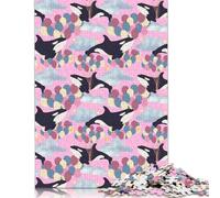 Puzzle in legno da 500 pezzi per adulti, puzzle con orche volanti nel cielo surreale, giochi per bambini, regali di Natale per famiglie, 500 pezzi (52x38 cm)