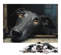 Puzzle in legno da 500 pezzi per adulti, puzzle quadrato con lo sguardo del cane nell'ombra, giochi per bambini, regali di Natale, 500 pezzi (52x38 cm)