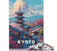 Puzzle in legno da 500 pezzi raffigurante la città di Kyoto con pagoda e montagna, per adulti, adolescenti, uomini e donne, regalo 500 pezzi (52x38 cm)