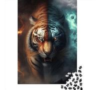 Puzzle in legno da 500 pezzi Tiger Fire 2 Puzzle Attività per famiglie Regali di Natale 500 pezzi (52x38 cm)
