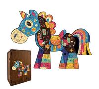 Puzzle in legno - Decorazione educativa a forma di cavallo | Puzzle in legno con pezzi irregolari, per famiglia, nonni e piccoli, viaggi, vacanze, strada, aereo, auto, sala d'attesa