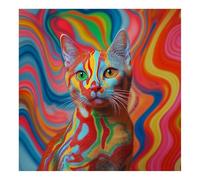 Puzzle in legno del gatto arcobaleno: una fantastica esperienza di puzzle che promuove la consapevolezza spaziale e la concentrazione dei bambini, ideale per giochi di famiglia