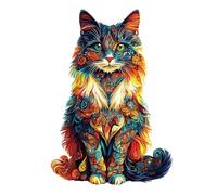 Puzzle in legno del gatto in peluche arcobaleno: un divertente giocattolo educativo realizzato con materiali ecologici che aiuta i bambini a scoprire il meraviglioso mondo di colori e forme