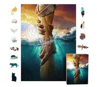 Puzzle in legno di Gesù - Puzzle in legno religioso con la mano tesa di Gesù | Puzzle di famiglia, puzzle decorativo per la decorazione della parete del soggiorno, idea regalo per i cristiani, gli