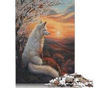 Puzzle in legno difficile per adulti, 1000 pezzi, Volpe bianca al tramonto, magico, per regali della vigilia di Natale, 1000 pezzi (75x50 cm)