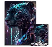 Puzzle in legno dipinto a leopardo nero da 1000 pezzi per adulti, regalo perfetto per familiari e amici, adatto dai 14 anni in su, 50x75CM/19,68x29,52 pollici.
