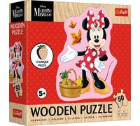 Trefl Legno: Disney Minnie, Allegra Minnie-50 Pezzi, Incastro Wooden Puzzle, Forme Irregolari, 10 Personaggi, per Bambini dai 5 Anni, Multicolore, 20279