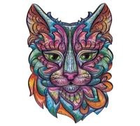 Puzzle in Legno Gatto 100 Pezzi - Puzzle Animale in Legno Colorato per Adulti & Bambini - Forme Divertenti, Gioco Creativo & Idea Regalo, 25 × 18 cm (Gatto)