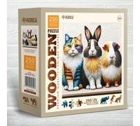 Puzzle di legno WOODEN CITY gatto, coniglio e cavia 250 pezzi