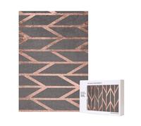 Puzzle in legno geometrico grigio cemento a strisce oro rosa da 300 pezzi per il divertimento della famiglia degli adulti