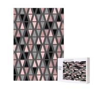 Puzzle in legno geometrico grigio rosa e corallo da 300 pezzi per il divertimento di tutta la famiglia.