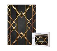 Puzzle in legno geometrico nero e oro da 300 pezzi per il divertimento di tutta la famiglia.