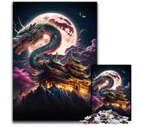 Puzzle in legno giapponese da 1000 pezzi raffigurante un drago, per adulti, relax e sfida, decorazione colorata per la casa, amici, 50x75CM/19,68x29,52 pollici.