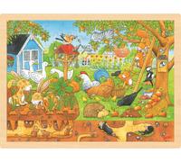 GOKI 57743 Tiere Puzzle, Our Garden-Over and Underground, Multicoloured