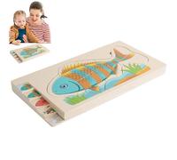 Puzzle in legno, giocattolo educativo a forma di pesce, come puzzle per promuovere lo sport di pensiero e l'allenamento del cervello, puzzle in legno educativo per la scuola materna, per bambini