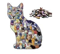 Puzzle in legno, gioco stimolante a forma di animale, puzzle in legno, forma di gatto, per adulti e compleanni, Natale, feste, casa, ufficio, scuola
