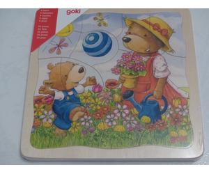 Puzzle In Legno Goki 4 Strati - Piccolo Orso Bruno - 55 Pezzi - NUOVO / 4 Puzzle