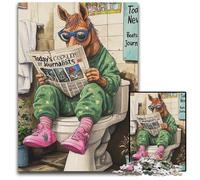 Puzzle in legno Horse Go Toilette, 1000 pezzi, per adulti, rompicapo impegnativo per adolescenti, divertente serata di giochi in famiglia, 50x75CM/19,68x29,52 pollici