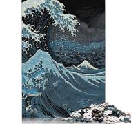 Puzzle in legno ispirato all'arte della Grande Onda di Kanagawa da 500 pezzi, per adulti e adolescenti, gioco per famiglie, 500 pezzi (52x38 cm)