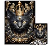 Puzzle in legno King Cat Golden Art Deco da 1000 pezzi per adulti, gioco interattivo per famiglie, sfida mentale, giocattolo educativo 50x75CM/19,68x29,52 pollici