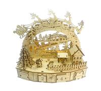 Puzzle in legno, kit di modelli in legno per adulti, kit per la costruzione di modelli rustici, kit per la costruzione di modelli di villaggio di Natale con luce a LED, decorazione per la casa di