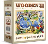 Puzzle in Legno Mappa del Mondo degli Animali 1010 Pezzi
