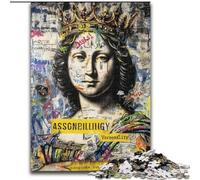 Puzzle in legno Mona Lisa Graffiti 26X38CM, rompicapo interattivo per famiglie, adatto dai 14 anni in su