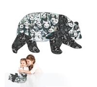 Puzzle in Legno Panda,Puzzle Panda,Puzzle in Legno a Forma di Panda di Mosaico Colorato - Carino Panda Colorato Mosaico Panda Puzzle In Legno 300