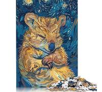 Puzzle in legno per adolescenti, 500 pezzi, Quokka addormentato in stile notte stellata, puzzle per adulti, puzzle sostenibile per adulti | Giochi 500 pezzi (52x38 cm)
