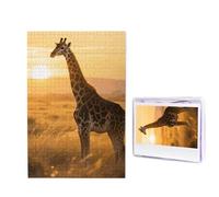 Puzzle in legno per adulti, 1000 pezzi, puzzle con immagine difficile personalizzata, motivo: giraffa al sole, divertente puzzle in legno, decorazione moderna per la casa, arte da parete, regalo unico