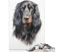 Puzzle in legno per adulti, 1000 pezzi, raffigurante il cane Gordon Setter, per esercizi mentali, gioco di intrattenimento, regali, attività per famiglie, 1000 pezzi (38x26 cm)