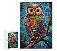 Puzzle in legno per adulti, 300/500/1000 pezzi, gufo floreale colorato, stile astratto, puzzle in legno di forma unica, regalo di compleanno per adulti e bambini, gioco in famiglia orizzontale