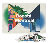 Puzzle in legno per adulti, 500 pezzi, raffiguranti la città di Bogotà e Montreal, puzzle di arte grafica, giocattoli educativi antistress, regali di Natale, 500 pezzi (52x38 cm)