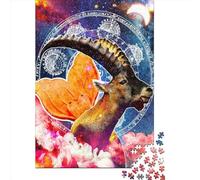Puzzle in legno per adulti Capricorno Zodiaco Arte murale 1000 pezzi di puzzle Puzzle rettangolare Gioco di sviluppo intellettuale 1000 pezzi (75x50 cm)