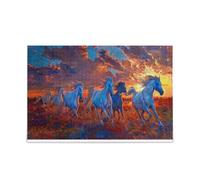 Puzzle in legno per adulti con cavalli dipinti con animali con lettere sul retro, puzzle da 1000 pezzi per la famiglia, 29,5 x 19,17,8 cm