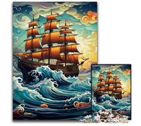 Puzzle in legno per adulti con nave pirata della galassia, 1000 pezzi, ideale come decorazione fai da te e come regalo rompicapo, 50x75CM/19,68x29,52 pollici.
