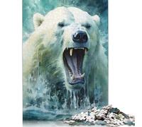 Puzzle in legno per adulti con orso polare e acquerello, per esercizi mentali, giochi di intrattenimento, regali, attività per famiglie, 1000 pezzi (38x26 cm)