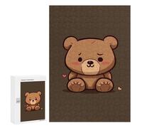 Puzzle in legno per adulti, con stampa di orsetti marroni, per adulti, viene fornito con una bella scatola