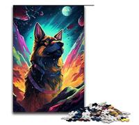 Puzzle in legno per adulti da 1000 pezzi Anime Wolf in The Moonlight Puzzle in legno per adulti difficile e impegnativo 75x50 cm
