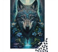 Puzzle in legno per adulti da 1000 pezzi Mandala Lupo nella giungla Puzzle per adulti Gioco impegnativo Rompicapo 1000 pezzi (75x50 cm)