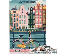 Puzzle in legno per adulti da 500 pezzi, affascinante Amsterdam, per adolescenti, regalo, gioco educativo, sfida, giocattolo, 500 pezzi (52x38 cm)