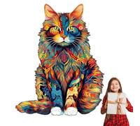 Puzzle in Legno per Adulti e Bambini - Tre Gattini Puzzle dalla Forma Unica da 200 Pezzi, Gatto Color Morandi Taglio in Legno 3D, 135 Pezzi | Regalo di gioco per famiglie per amanti dei gatti, regalo
