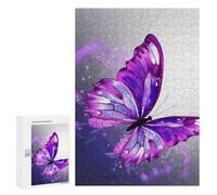Puzzle in legno per adulti, farfalla viola, 1 puzzle stampato per adulti, fornito con una bella scatola