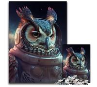 Puzzle in legno per adulti, gufo e astronauta, 1000 pezzi, per serate di gioco in famiglia, fai da te, opera d'arte decorativa, 50x75CM/19,68x29,52 pollici