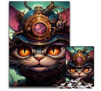 Puzzle in legno per adulti "Il gatto col cappello" da 1000 pezzi, rompicapo educativo per adulti, decorazione artistica per casa e ufficio, età 14+, 50x75CM/19,68x29,52 pollici.